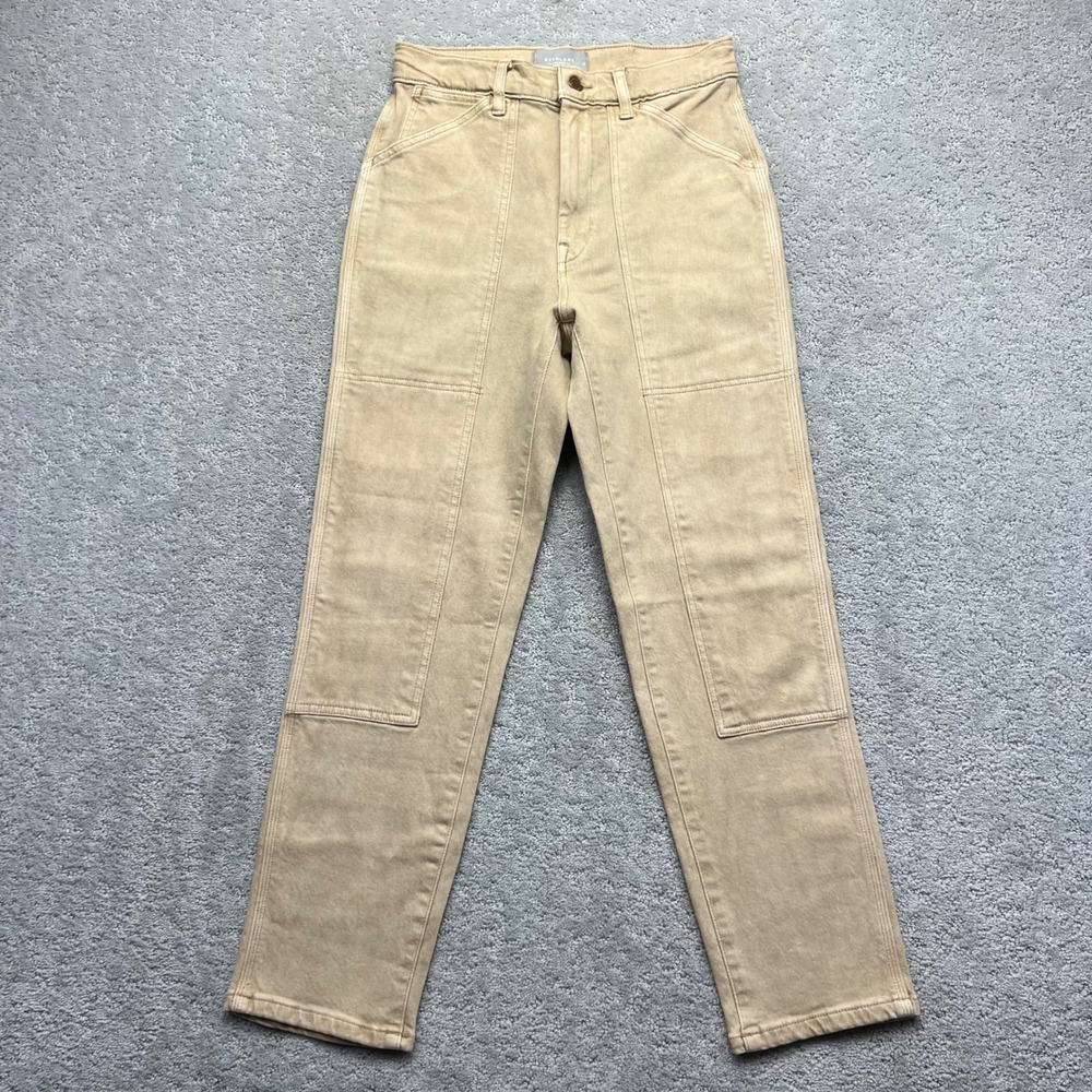 Everlane The Utility Cheeky Jean Womens 27 Tan Organic Cotton High Rise Straight